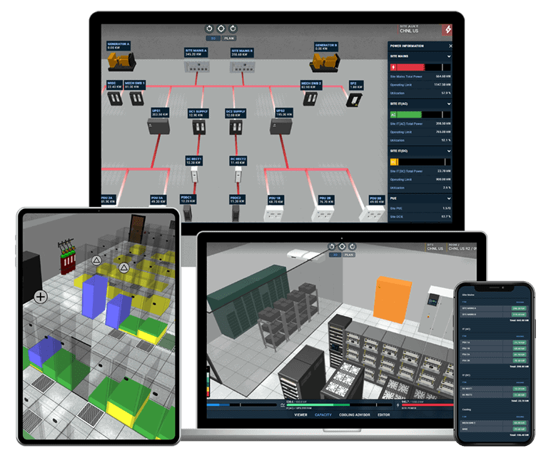 EkkoSense data center power monitoring screenshots