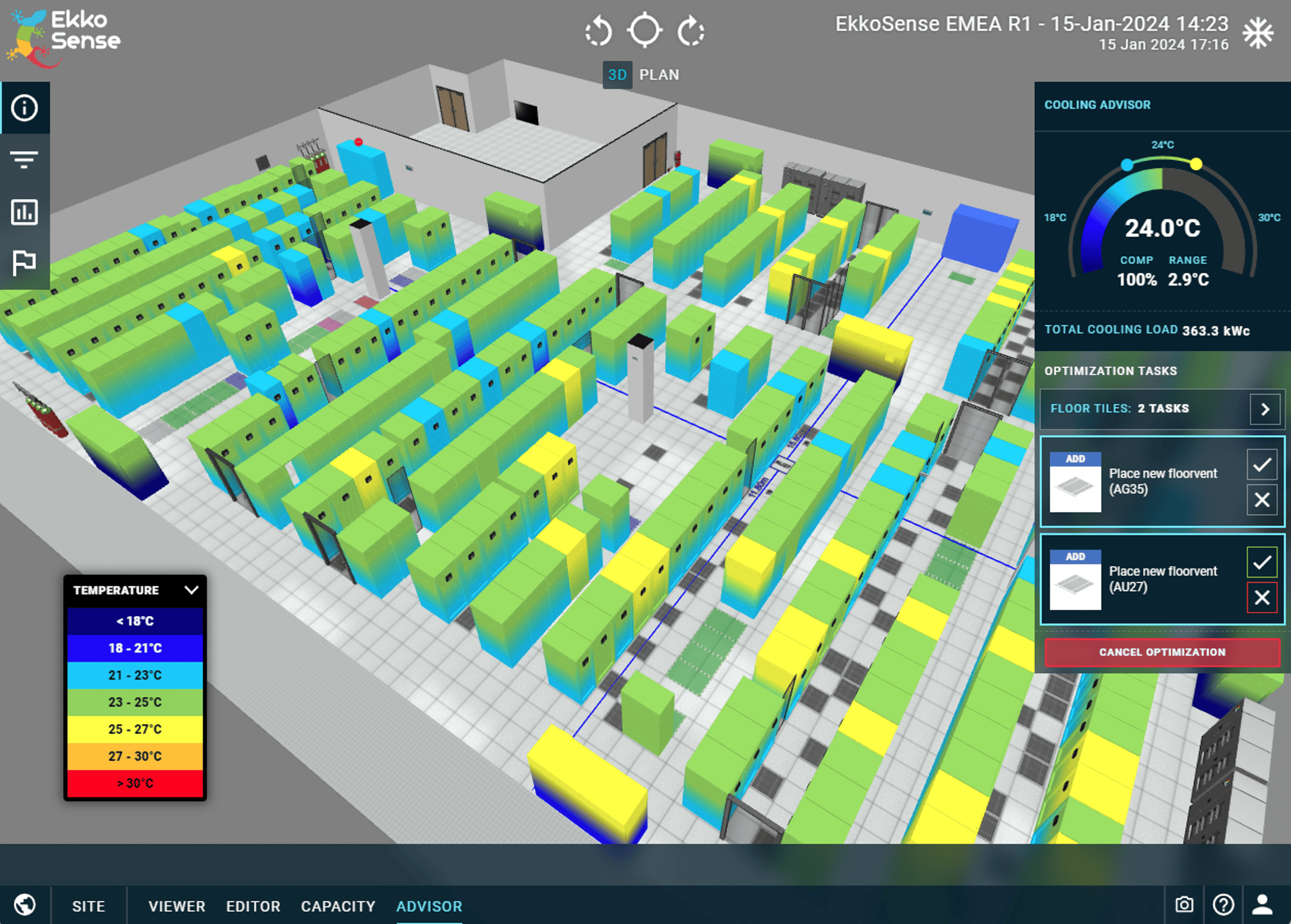 AI Data Center Cooling Optimization Software | Cooling Advisor - EkkoSense