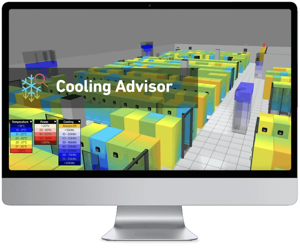 Cooling Advisor data center cooling best practice, screenshots of the automated data center cooling advice from EkkoSense