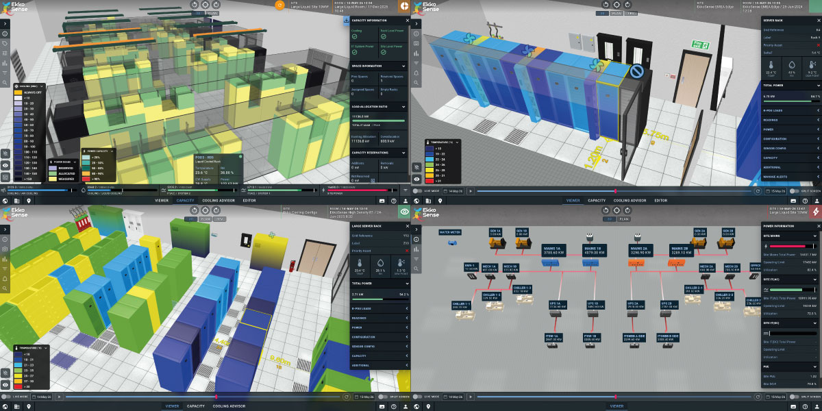 EkkoSoft Critical data center optimization software screens