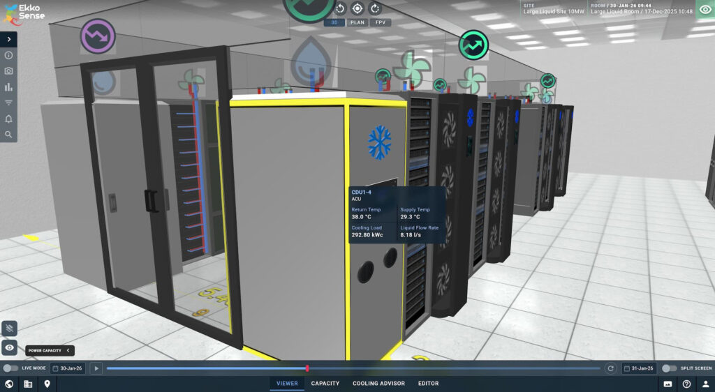 Liquid Cooling CDU in EkkoSoft Critical optimization data center software
