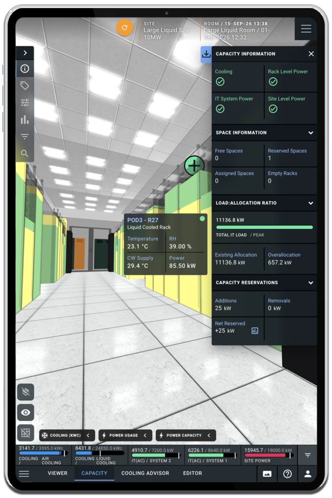 Tablet displaying EkkoSense Data Center Operations Intelligence