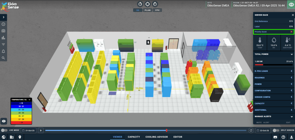 Data center monitoring from EkkoSense now includes Priority Asset Management (see EkkoSoft Critical)