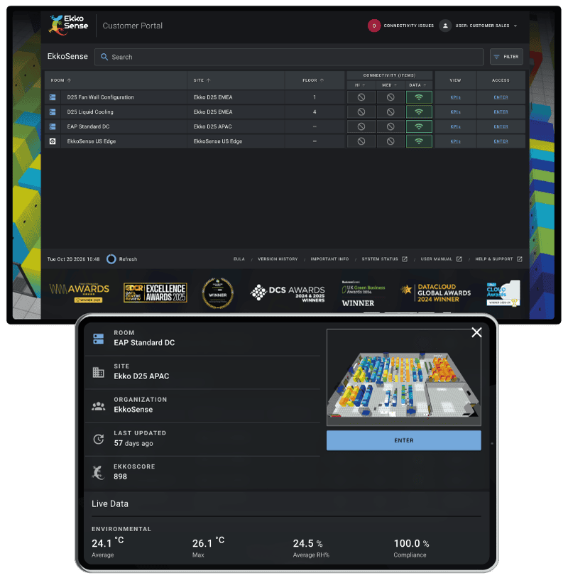 EkkoSense DCOI colocation customer portal