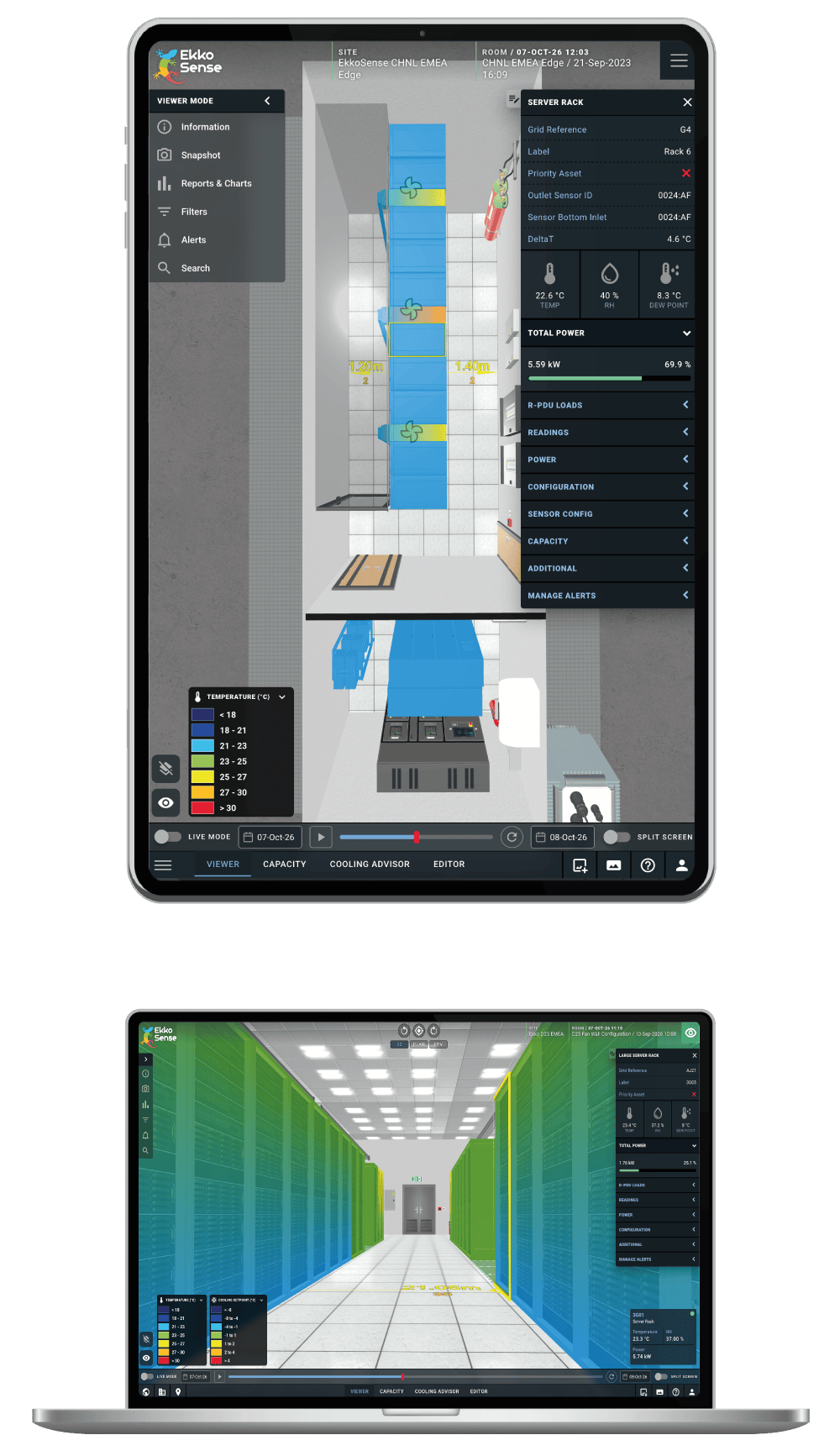 EkkoSense DCOI for Telco Operators Edge to Hyperscale screenshots