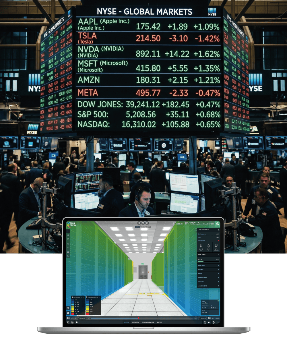 Stock exchange with EkkoSense software screen image